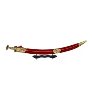 Red Velvet Wedding Sword With Round Brass Handle