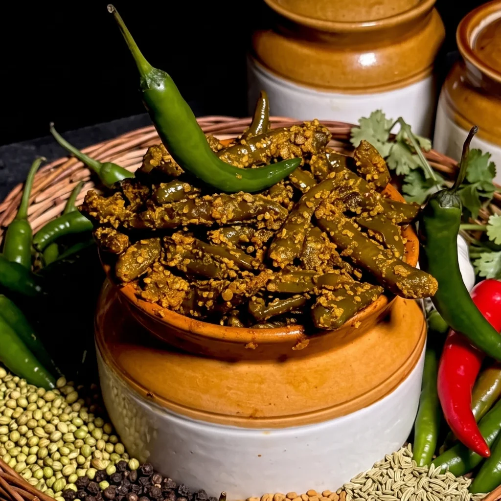 Indian Spicy Green Chilli Pickle