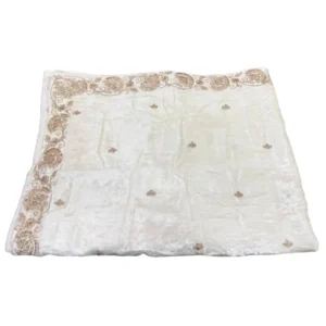 White Wedding Unisex Velvet Shawl With Embroidery