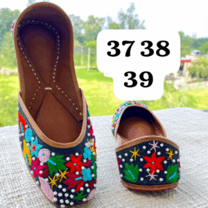 Black Multicolor Punjabi Jutti For Women