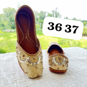Champagne Gold Embellishment Punjabi Jutti For Women