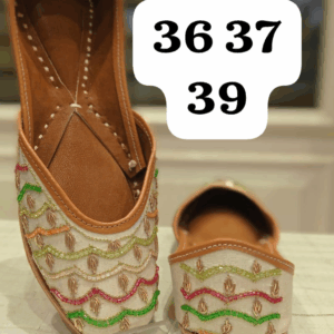 Cream Base Zigzag Designed Punajbi Jutti For Women