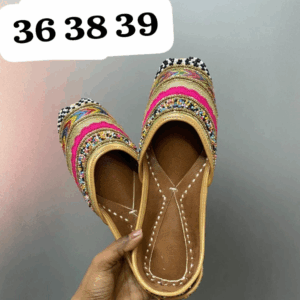Gold & Rani Pink Multicolor Punjabi Jutti For Women