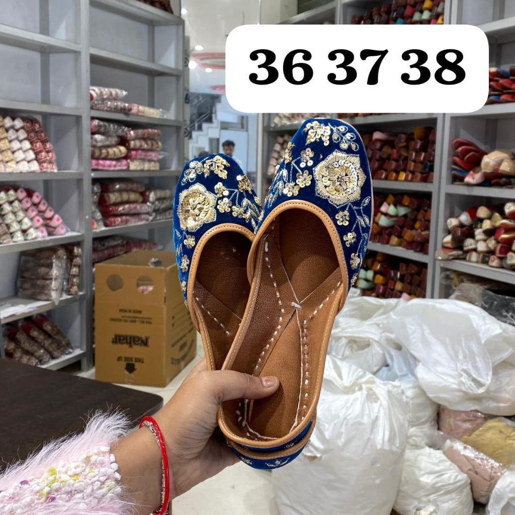 Navy Blue Punjabi Jutti For Women