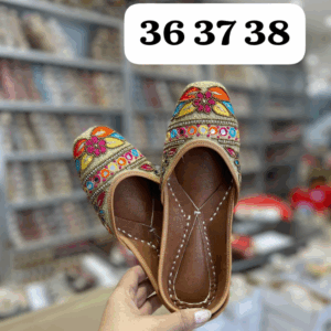 Olive Green Colored With Dark Embellishment Punjabi Jutti For Women