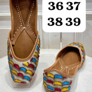 White Base Multicolor Punjabi Jutti For Women