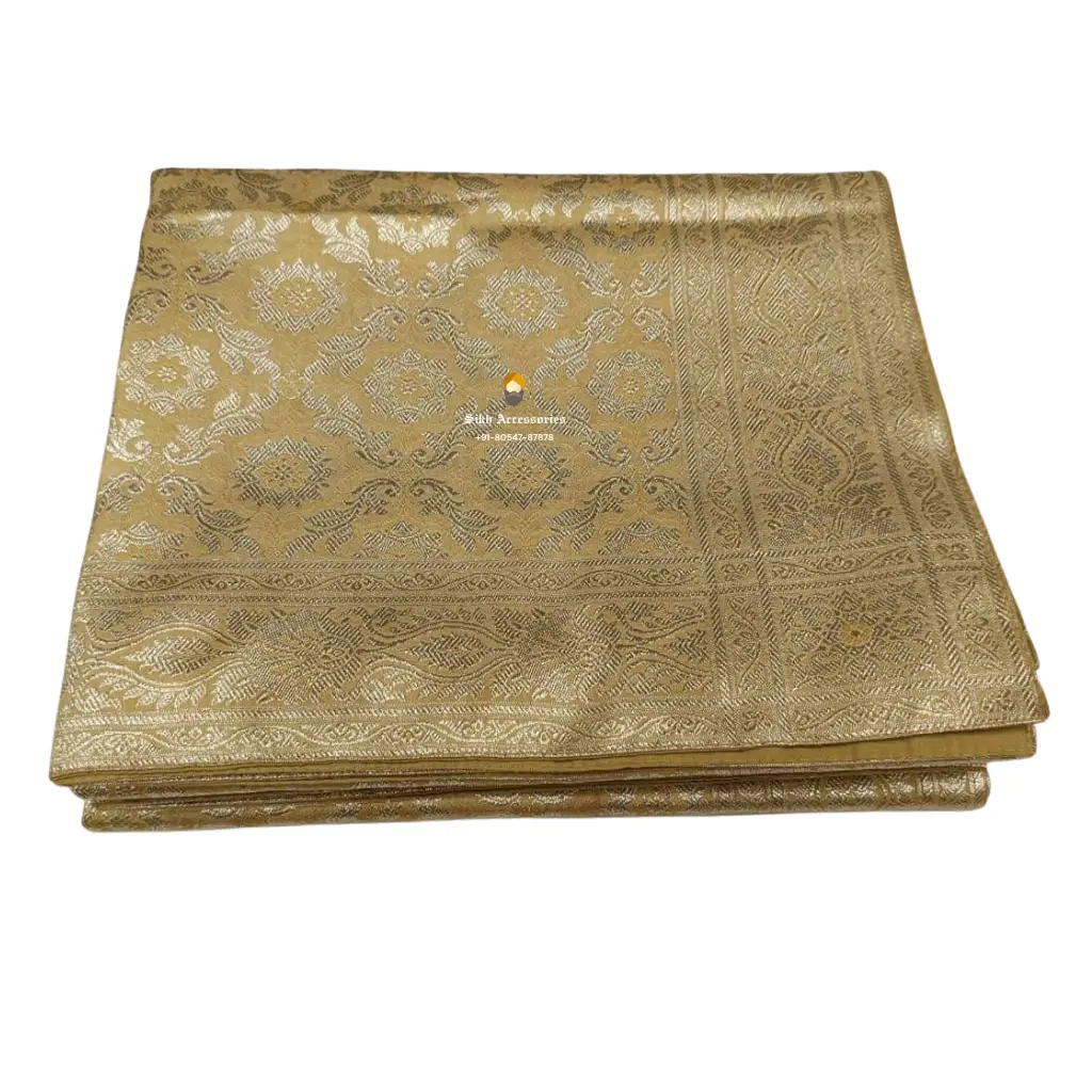 Golden Banarsi Handblock Print Rumala Sahib - Double Set