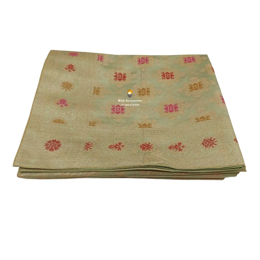 Green Banarsi Handblock Print Rumala Sahib - Double Set