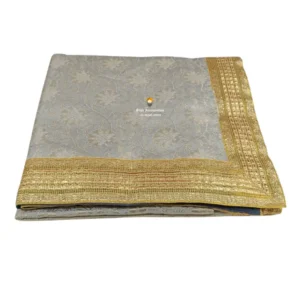 Grey Banarsi Handblock Print Rumala Sahib - Double Set