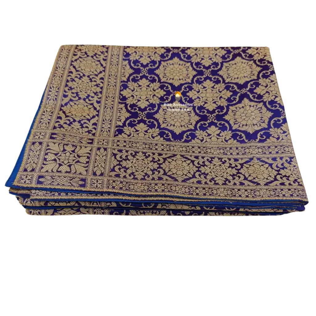 Indigo Blue Banarsi Handblock Print Rumala Sahib - Double Set