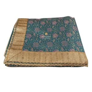 Ocean Blue Banarsi Handblock Print Rumala Sahib - Double Set
