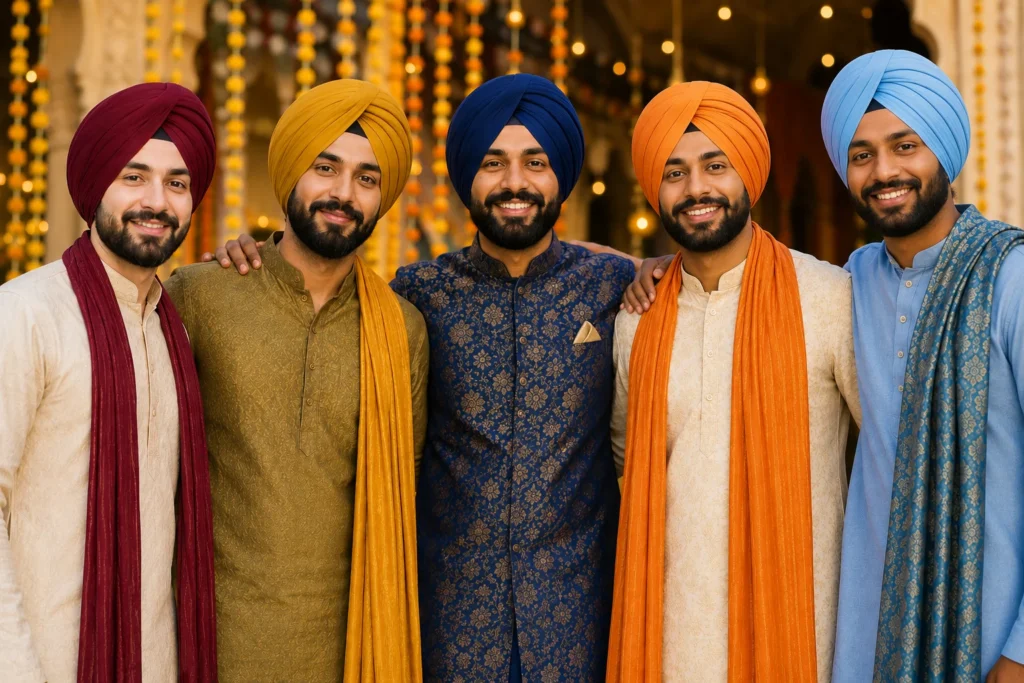 group-of-sikh-men-each-wearing-turban-colour-suited-to-their-skin-tone