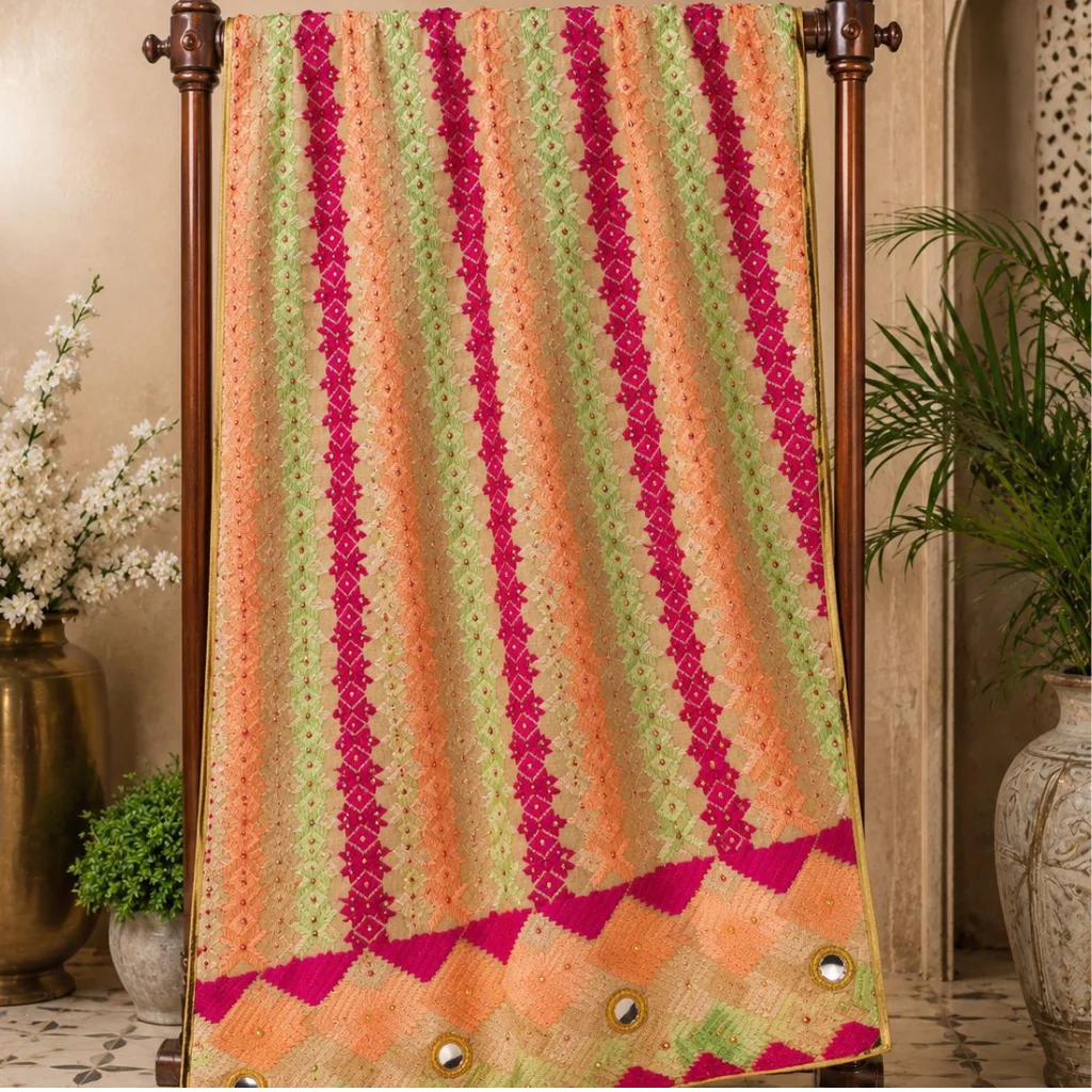 Multicolor Rang – Heavy Work Wedding Phulkari - Image 3