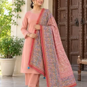 Gulabi Noor Heavy Work Wedding Phulkari