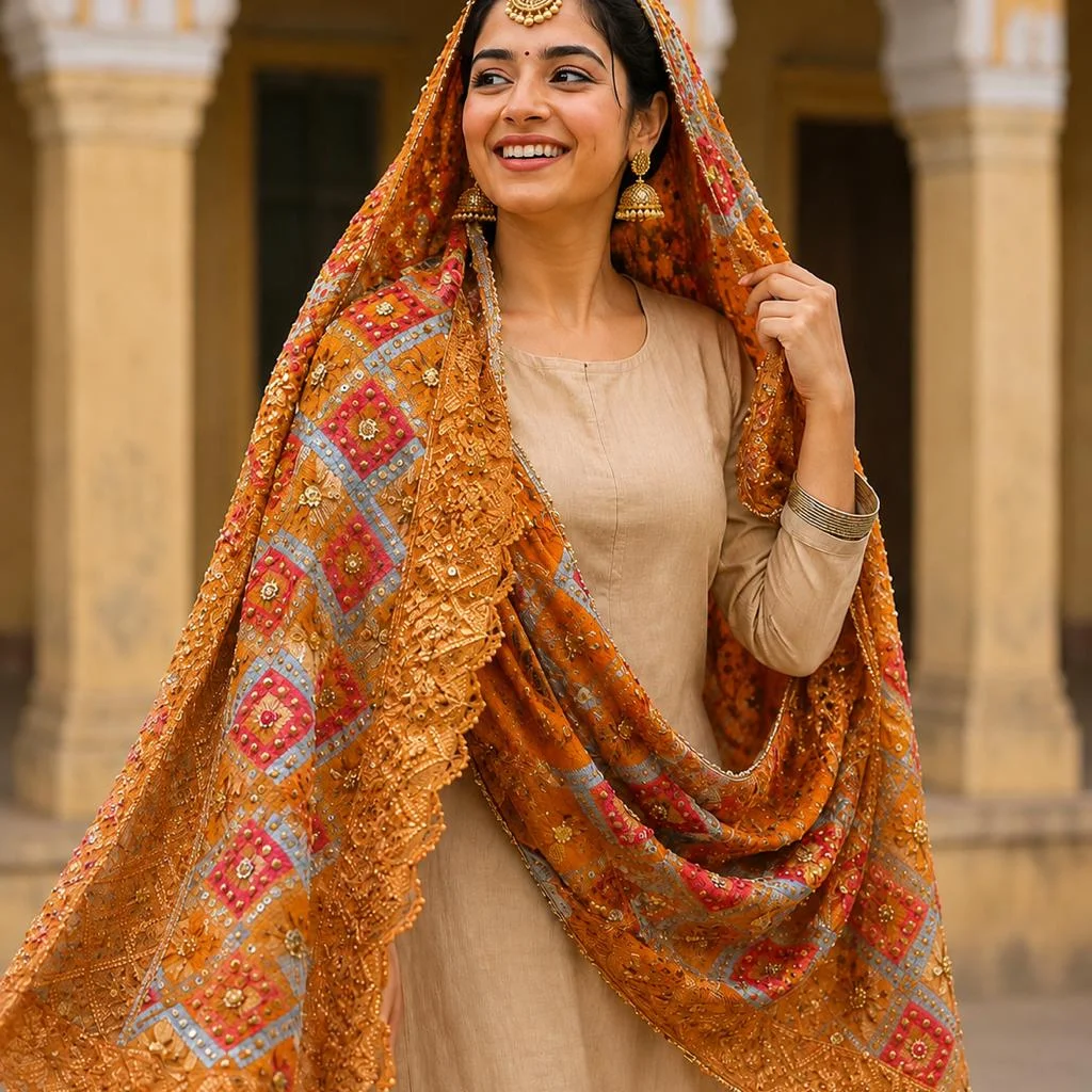 Mustard – Heavy Work Wedding Phulkari