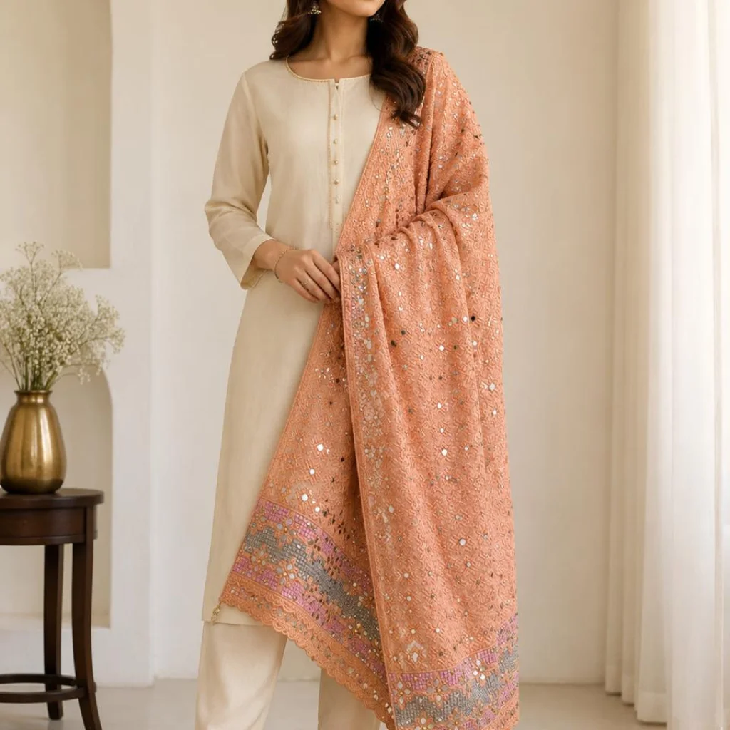 Peach Blush – Heavy Work Wedding Phulkari
