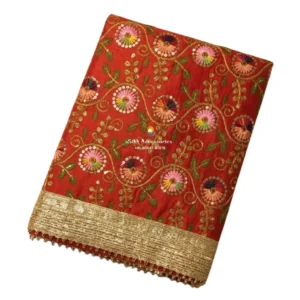 Vermilion Embroidered Silk Rumala Sahib - Double Set