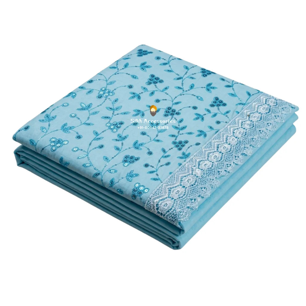 Baby Blue Embroidered Rumala Sahib - Double Set