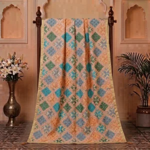 Beige Pastel Heavy Work Punjabi Wedding Phulkari Dupatta