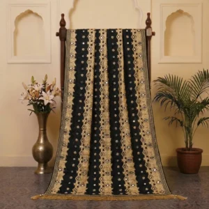 Black & Gold Heavy Work Punjabi Wedding Phulkari Dupatta