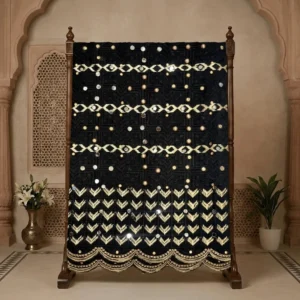 Black Heavy Work Punjabi Wedding Phulkari Dupatta