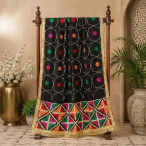 Black Punjabi Traditional Heavy Work Wedding Phulkari