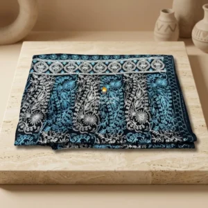 Black Unisex Shawl with Embroidery