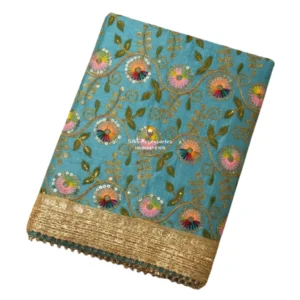 Blue Embroidered Silk Rumala Sahib - Double Set