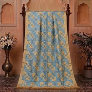 Blue & Gold Heavy Work Punjabi Wedding Phulkari Dupatta