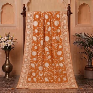 Burnt Orange Heavy Work Punjabi Wedding Phulkari Dupatta