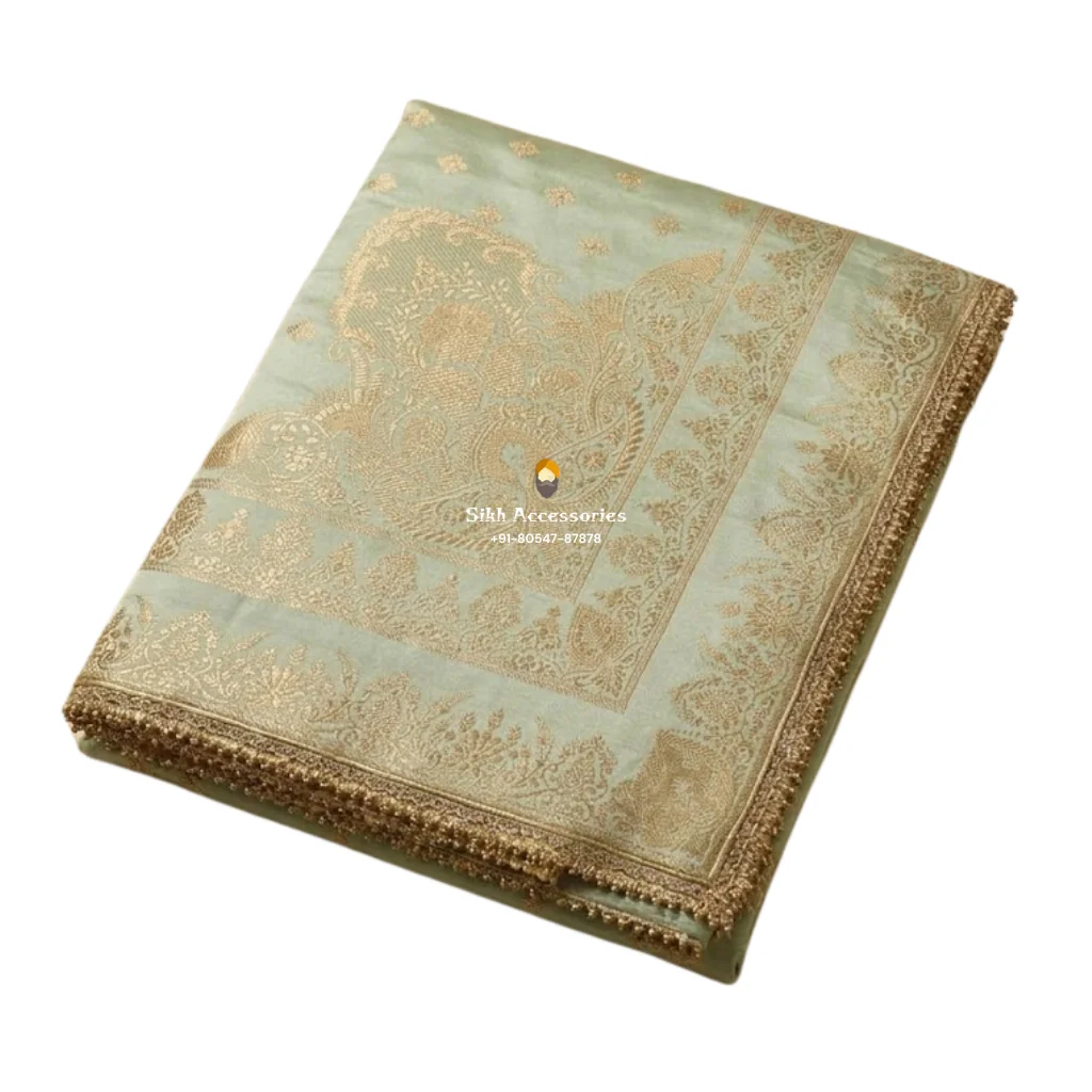 Celadon Green Pure Silk Rumala Sahib - Double Set