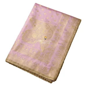 Crepe Pink Pure Silk Rumala Sahib - Double Set