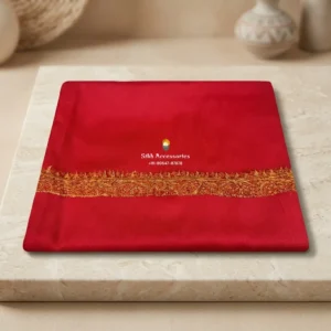 Crimson Red Pashmina Shawl with Antique Gold Kashmiri Border