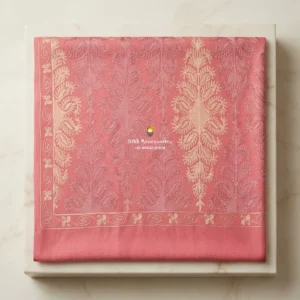 Dusty Rose Pashmina Shawl with Cream Floral Embroidery