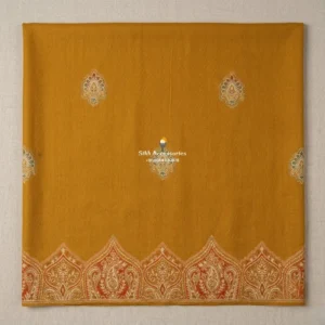 Gold Pashmina Shawl with Rust Woven Paisley Border