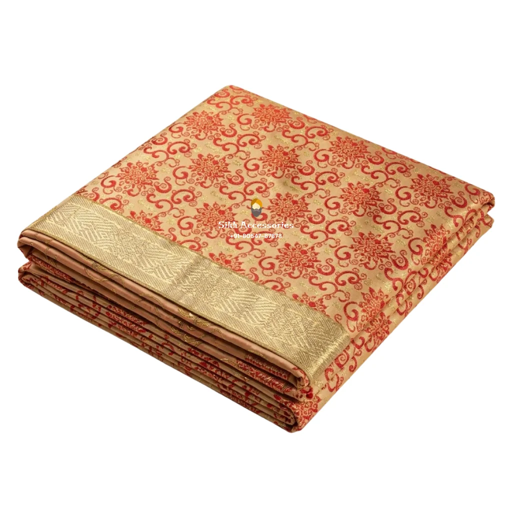 Gold & Red Printed Rumala Sahib - Double Set