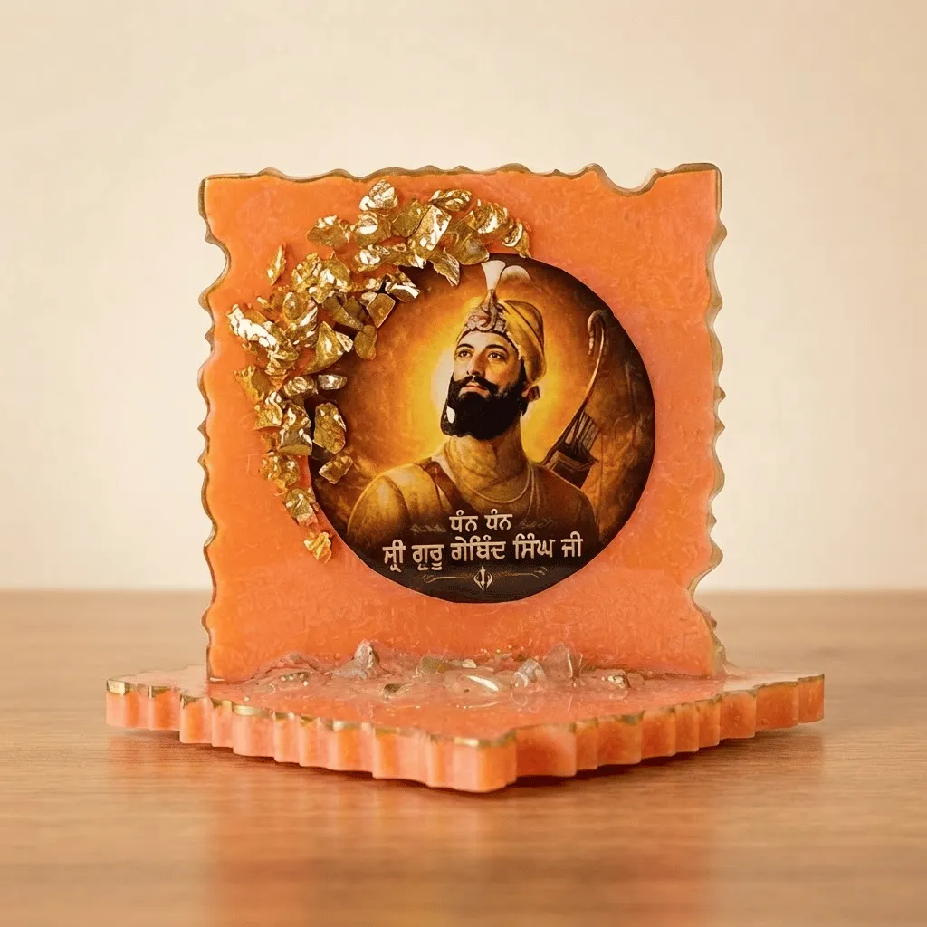 Guru Gobind Singh Ji Resin Showpiece with Gold Accents
