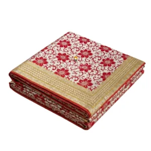 Ivory & Crimson Printed Rumala Sahib - Double Set