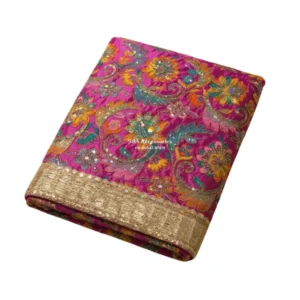 Magenta Embroidered Silk Rumala Sahib - Double Set
