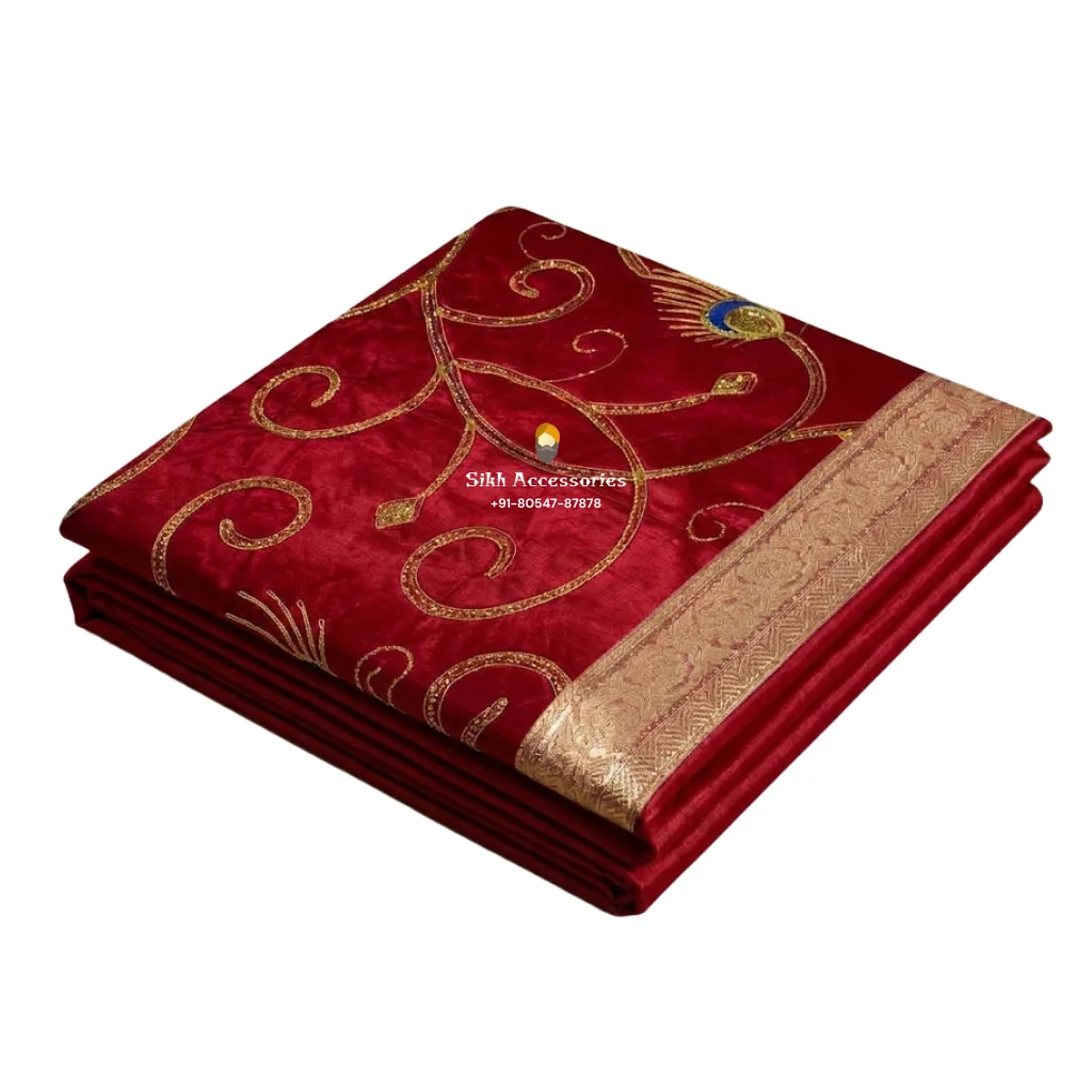 Maroon Embroidered Rumala Sahib - Double Set