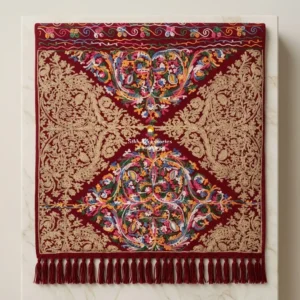 Maroon Pashmina Shawl with Multicolor Kashmiri Embroidery
