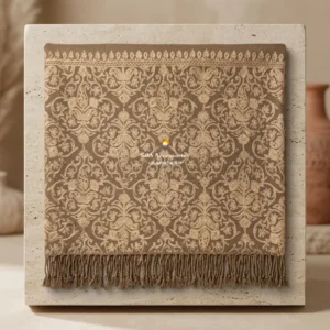Mocha Brown Unisex Shawl with Embroidery