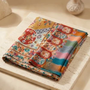 Multicolor Unisex Shawl with Floral Embroidery