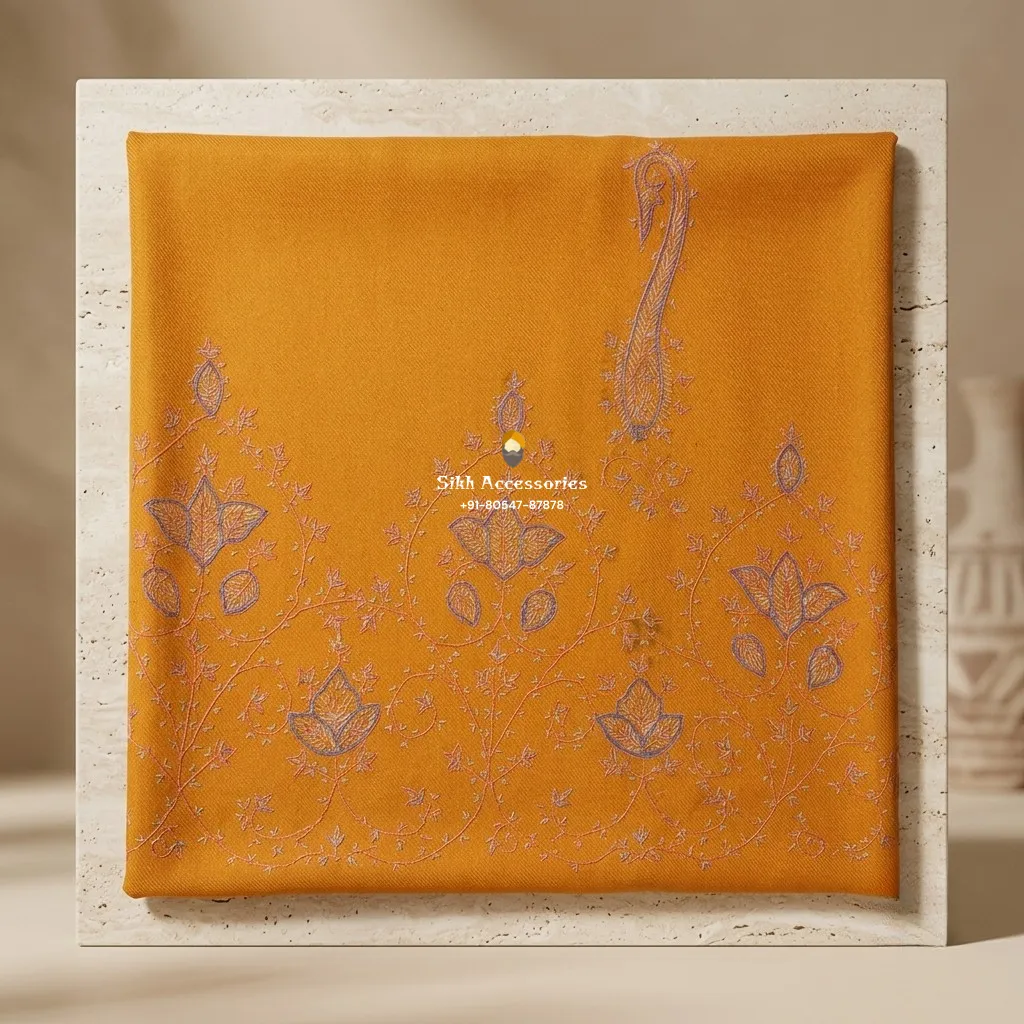 Mustard Yellow Unisex Shawl with Embroidery
