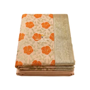 Peach-Coral Printed Rumala Sahib - Double Set