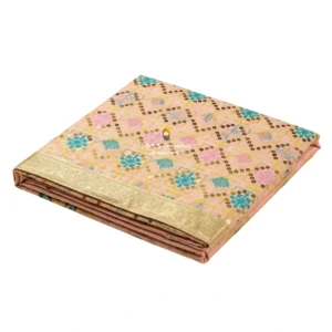 Peach Pink Embroidered Rumala Sahib - Double Set