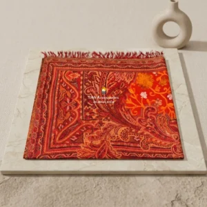 Red Pashmina Shawl with Multicolor Kashmiri Embroidery