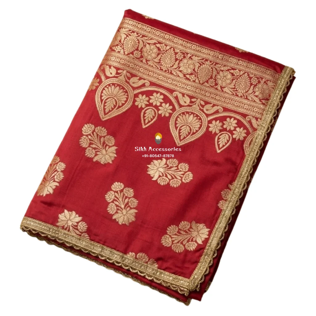 Red Pure Silk Rumala Sahib - Double Set