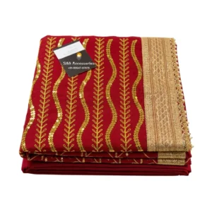 Ruby Red Embroidered Rumala Sahib - Double Set