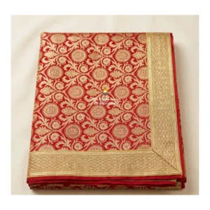 Ruby Red & Gold Printed Rumala Sahib - Double Set